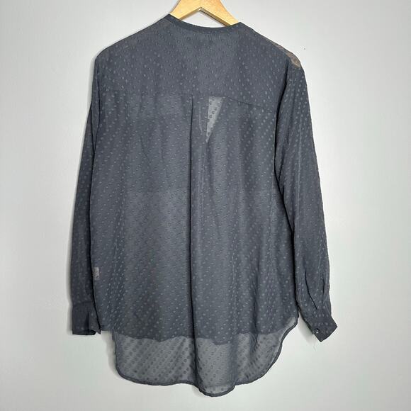 Madewell Women's Gray Sheer High Low Button Front Dot Textured Blouse Small - Picture 7 of 7